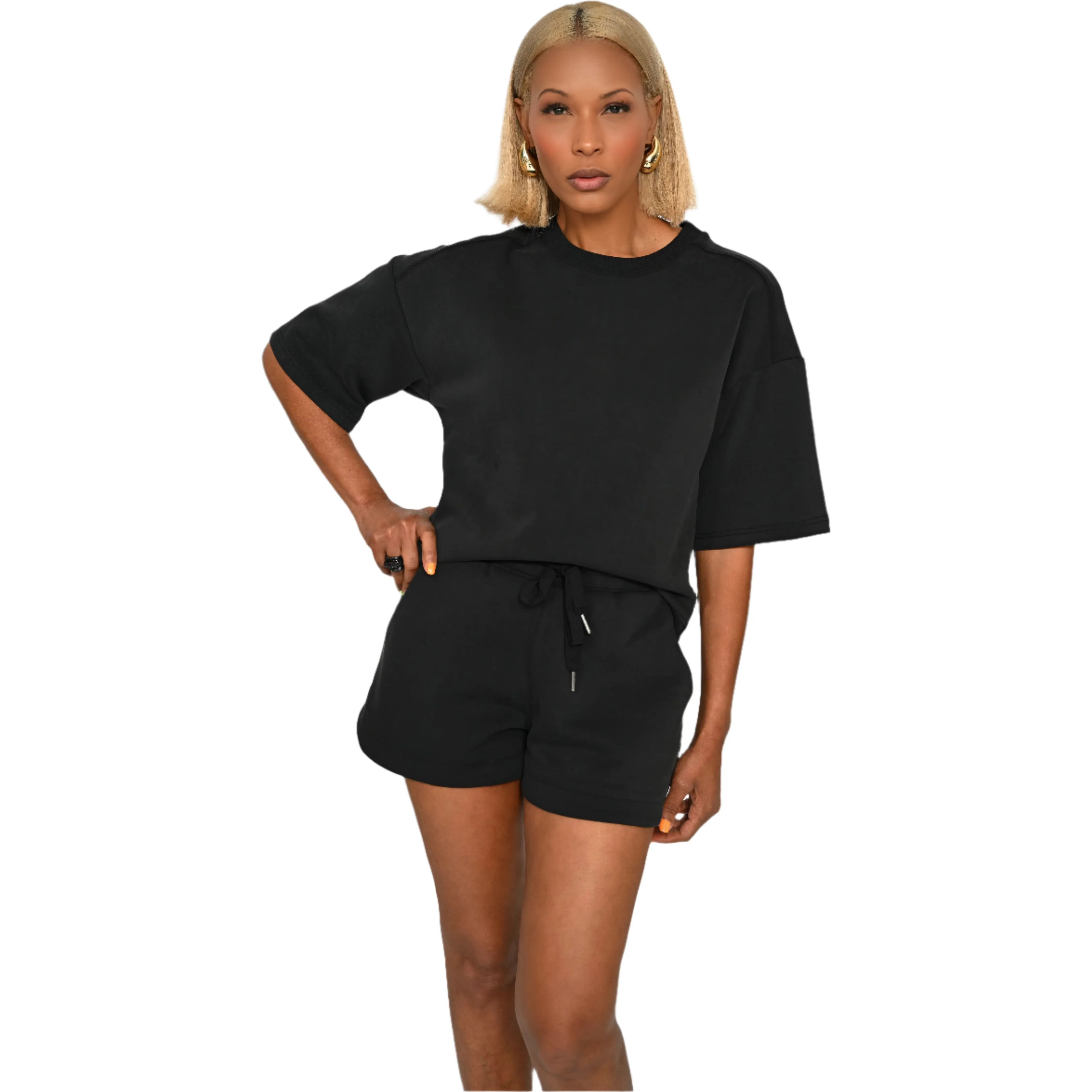 Black Everyday Drawstring Shorts