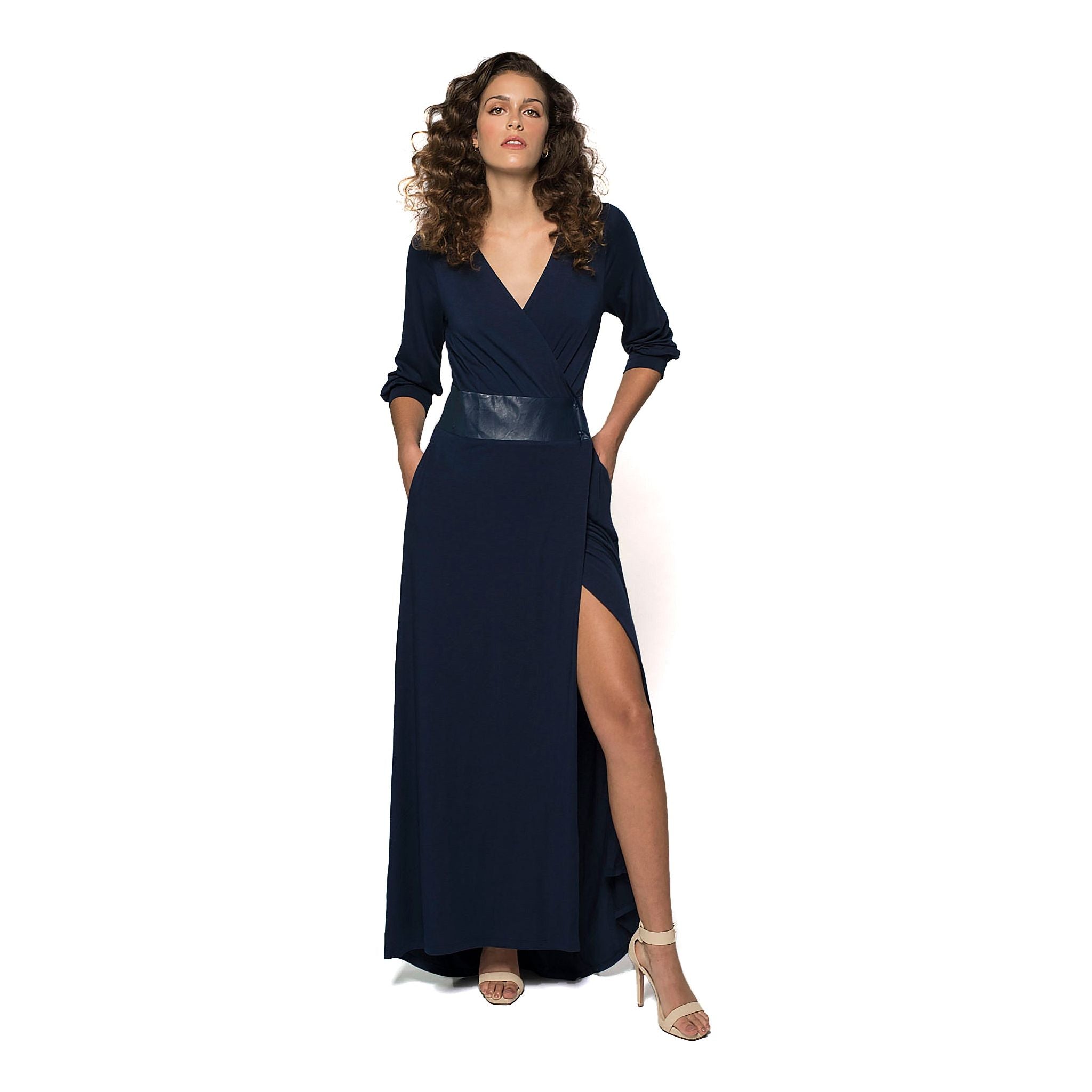 Robe Dress with Vegan Leather Waist